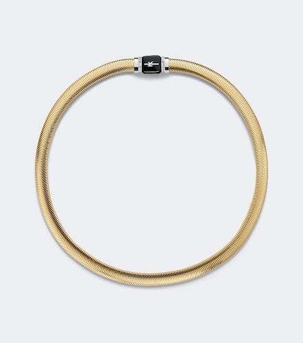 Collier Feelings en or blanc et jaune 18 ct, émail noir et diamants - Nikos Koulis - Modalova