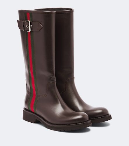 Gucci Bottes Web Stripe en cuir - Gucci - Modalova