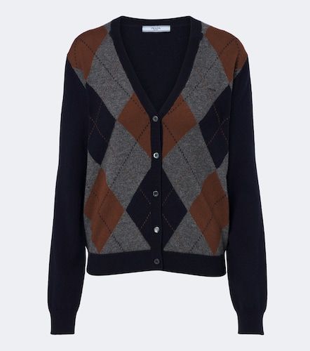 Cardigan en cachemire à motif argyle - Prada - Modalova