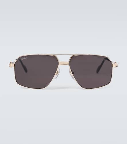 Lunettes de soleil aviateur en métal - Cartier Eyewear Collection - Modalova