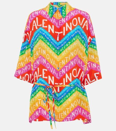 Robe chemise en soie à logo - Valentino Garavani - Modalova