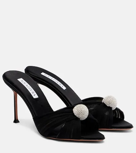 Mules Mystery 85 en satin et cuir à ornements - Aquazzura - Modalova