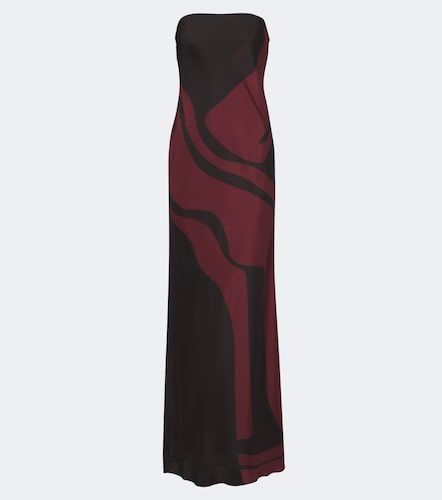 Robe longue en satin de soie à imprimé - SIR - Modalova