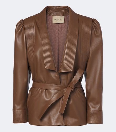 Veste en cuir à ceinture - Valentino Garavani - Modalova