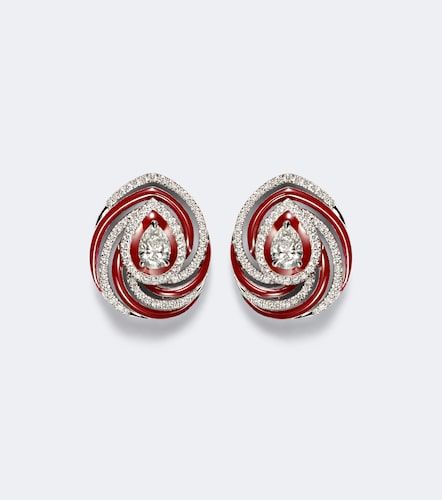 Boucles d’oreilles Twister en or blanc 18 ct et émail et diamants - Kamyen - Modalova