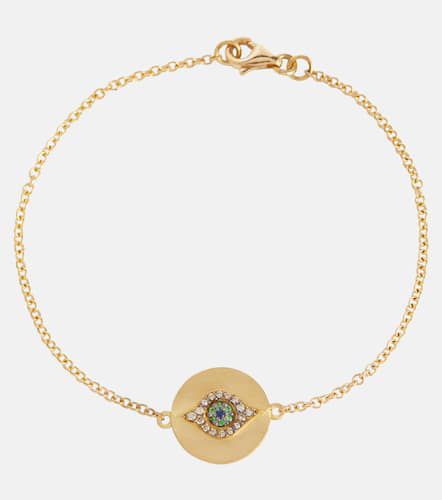 Bracelet Eye en or 14 ct, diamants, tsavorites et saphirs - Ileana Makri - Modalova