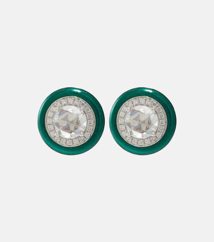 Boucles d'oreilles en or blanc 18 ct, diamants et émail - Kamyen - Modalova