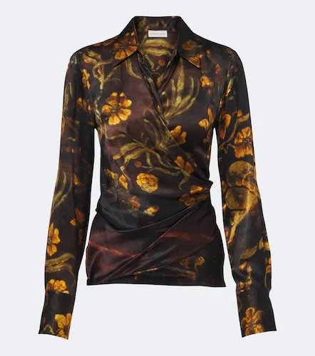 Top en satin de soie à fleurs - Dries Van Noten - Modalova