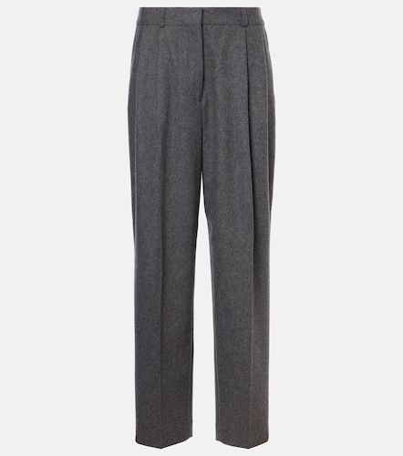 Pantalon droit taille basse en flanelle de laine mélangée - Toteme - Modalova