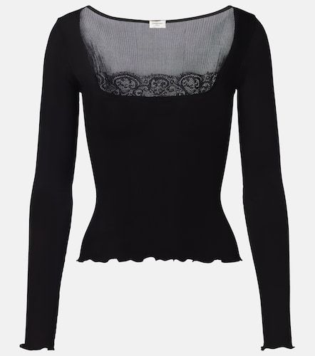 Top en soie à dentelle - Saint Laurent - Modalova