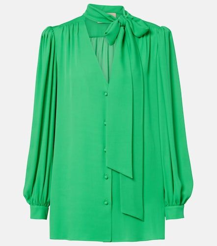 Blouse en georgette de soie à col noué - Valentino Garavani - Modalova