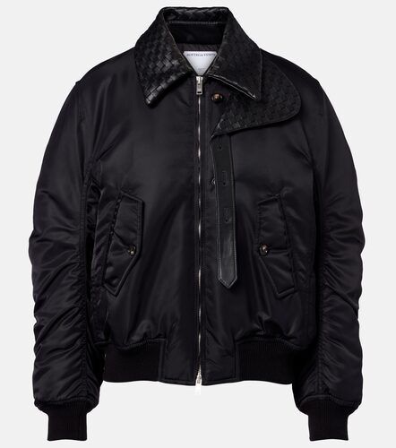 Veste blouson à col en cuir Intrecciato - Bottega Veneta - Modalova