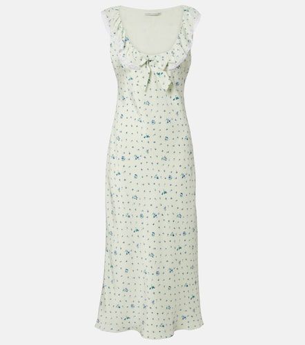 Robe midi en soie à imprimé floral et finitions en dentelle - Alessandra Rich - Modalova