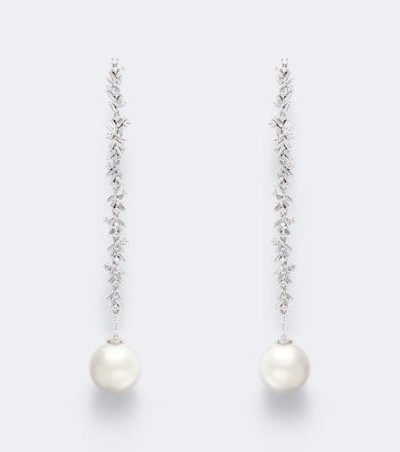 Boucles d'oreilles en or 18 ct, diamants et perles - Suzanne Kalan - Modalova
