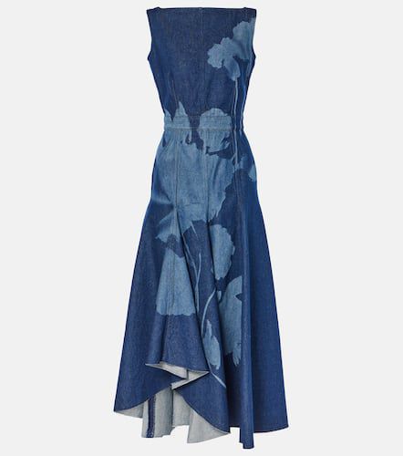 Robe midi imprimée en denim à fleurs - Erdem - Modalova