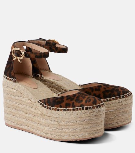 Espadrilles compenses en daim  imprim lopard - Gianvito Rossi - Modalova