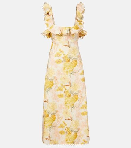 Robe midi Como en lin à fleurs - Zimmermann - Modalova