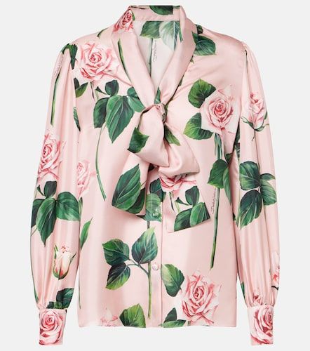 Blouse en satin de soie à fleurs - Dolce&Gabbana - Modalova