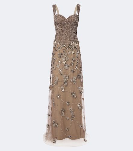 Robe longue en tulle à ornements - Georges Hobeika - Modalova