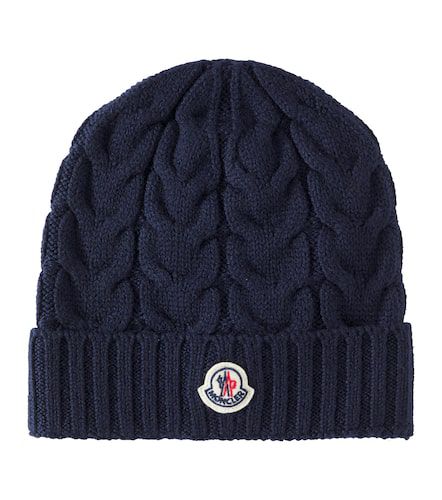 Bonnet en laine vierge à logo - Moncler Enfant - Modalova