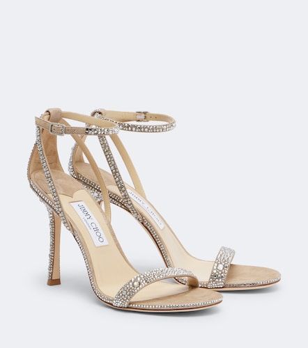 Sandales Moza en daim à cristaux - Jimmy Choo - Modalova