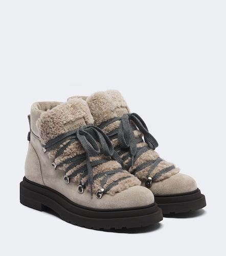 Bottines Monili en daim et shearling - Brunello Cucinelli - Modalova