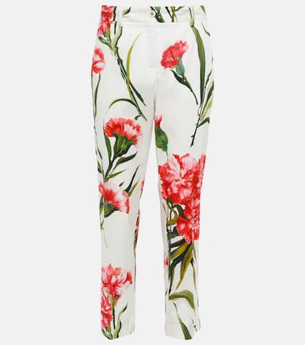 Pantalon droit en coton mélangé à fleurs - Dolce&Gabbana - Modalova