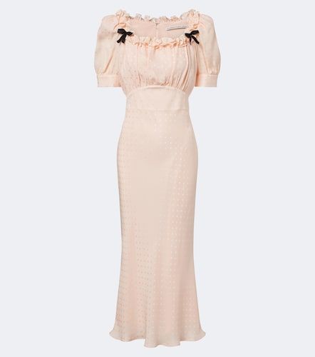 Robe midi en soie à volants - Alessandra Rich - Modalova