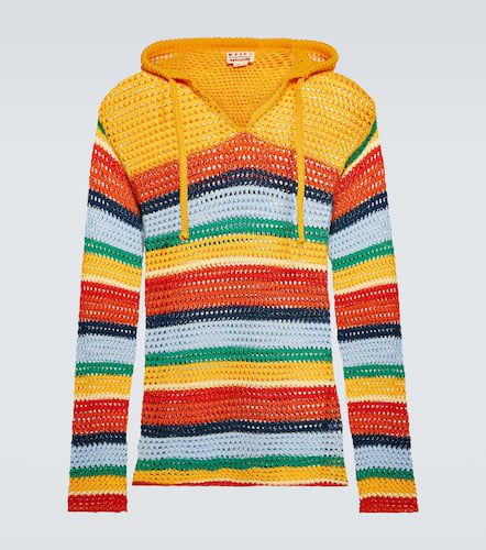 X No Vacancy Inn – Sweat-shirt à capuche rayé en crochet de coton - Marni - Modalova