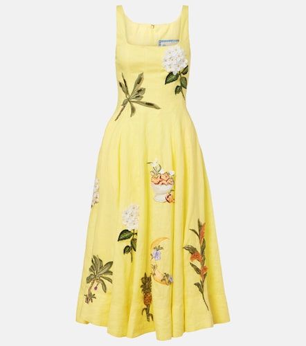 Robe midi Frontera en lin à patchs appliqués - Agua by Agua Bendita - Modalova
