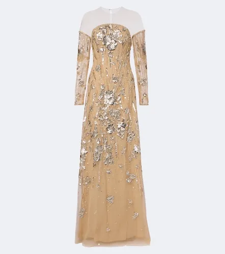 Robe longue en tulle à ornements - Georges Hobeika - Modalova