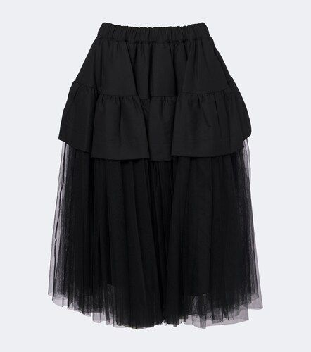 Kei Ninomiya Jupe midi en laine à volants superposés - Noir Kei Ninomiya - Modalova