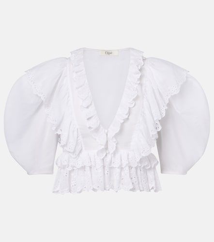 Chloé Top en coton à broderies anglaises - Chloe - Modalova