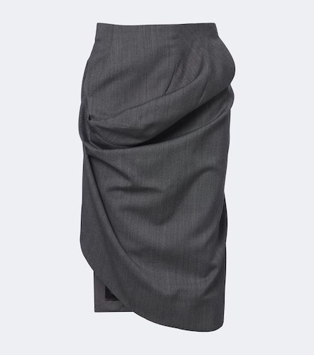 Jupe midi en laine vierge - Victoria Beckham - Modalova