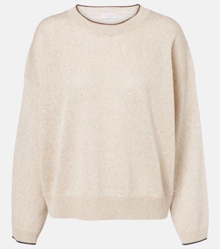 Pull en lin mélangé à sequins - Brunello Cucinelli - Modalova