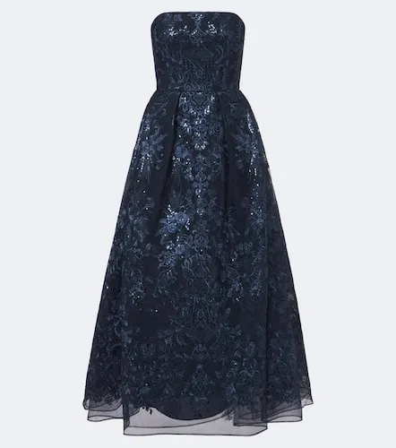 Robe longue bustier en dentelle à sequins - Elie Saab - Modalova