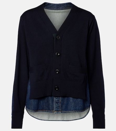 Cardigan en coton mélangé et denim - Sacai - Modalova