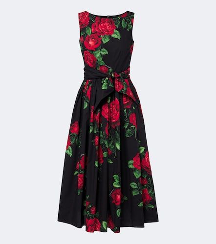 Robe midi en coton à fleurs - Dolce&Gabbana - Modalova