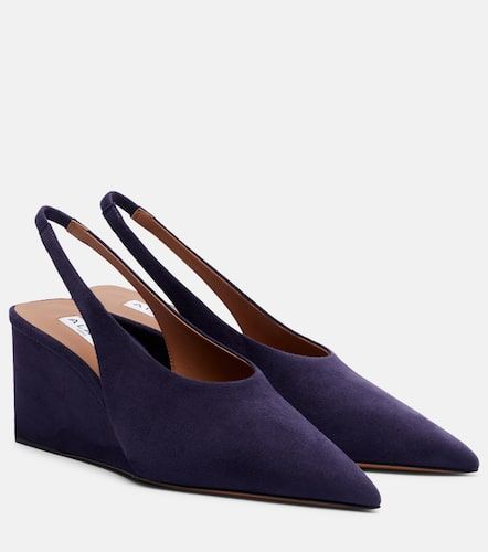 Alaïa Escarpins slingback compensés Cube en daim - Alaia - Modalova