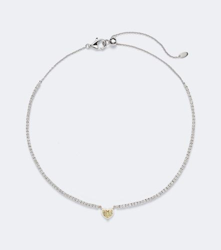 Choker Twin Heart en or blanc 18 ct et diamants - Kamyen - Modalova