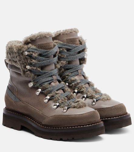 Bottines en cuir et shearling - Brunello Cucinelli - Modalova