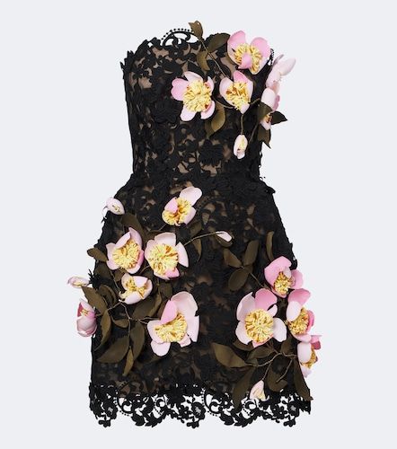 Robe bustier en guipure à appliqués - Oscar de la Renta - Modalova