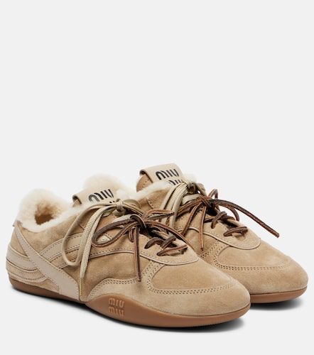 Baskets Gymnasium en daim et shearling - Miu Miu - Modalova