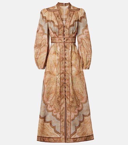 Robe chemise Wanderlust imprimée en lin - Zimmermann - Modalova