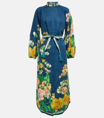 Robe chemise Lyla en lin à fleurs - Alémais - Modalova