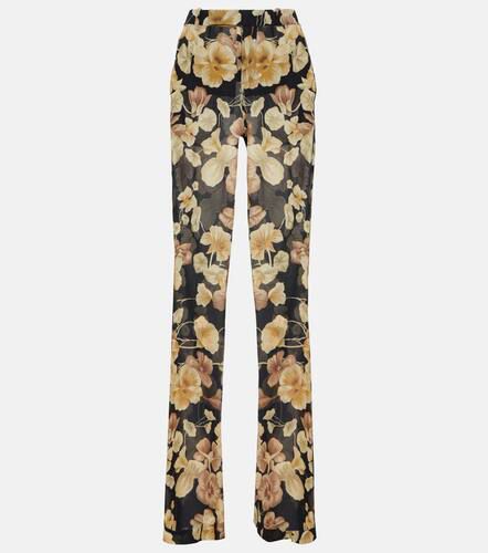 Pantalon ample en soie à fleurs - Saint Laurent - Modalova