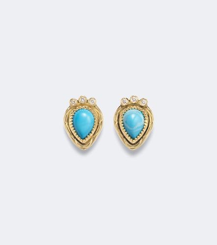 Boucles d’oreilles Tiara en or 18 ct, diamants et turquoises - Ileana Makri - Modalova
