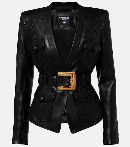 Balmain Veste en cuir à ceinture - Balmain - Modalova