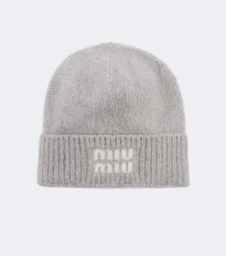 Bonnet en mohair mélangé à logo - Miu Miu - Modalova