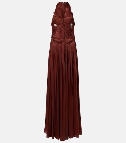 Robe en georgette froncée à ornement - Costarellos - Modalova